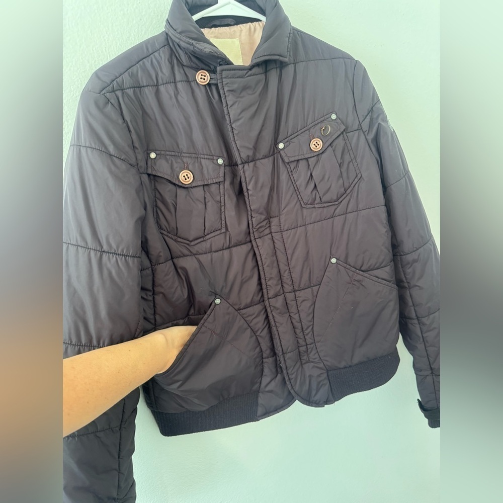 VINTAGE Y2K DIESEL CROPPED BOMBER JACKET BROWN NYLON SIZE XL - Picture 6 of 15
